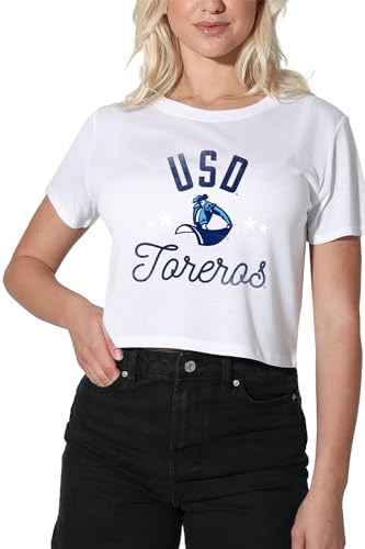 University of San Diego Toreros Women's Crop Top T-Shirt, White, Small