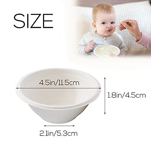 Tiaiidi 100 Pack 8 oz Disposable Paper Bowls,Compostable Bagasse Bowls,Small Biodegradable Heavy-Duty Bowls for Hot and Cold Food - Thumbnail 2