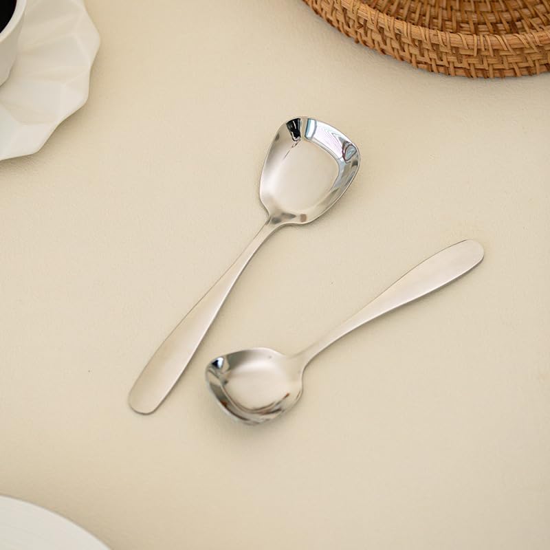 Silverware Flatware Set, 1/4/6/8 Pcs 304 Stainless Steel Dish Spoon Hotel Restaurant Public Spoon Household Rice Spoon Small Dessert Spoon Meal Spoon Soup(8 Pieces)