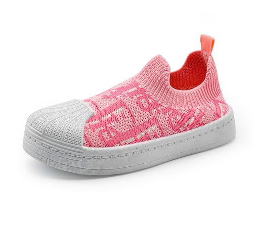 PRIMNICE Toddler Shoes for Boys and Girls Breathable Slip on Sneakers Walking Shoes Candy Pink