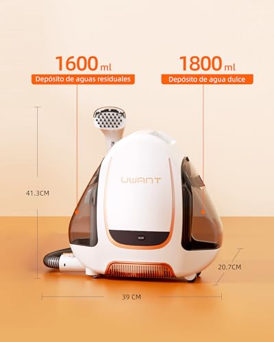 uwant B100 Aspirador de alfombras 450W, Sofás alfombras tapicería automóviles Limpiador de Manchas Multisuperficie para tapicería de Muebles Limpieza y descontaminación 12000Pa 70dB