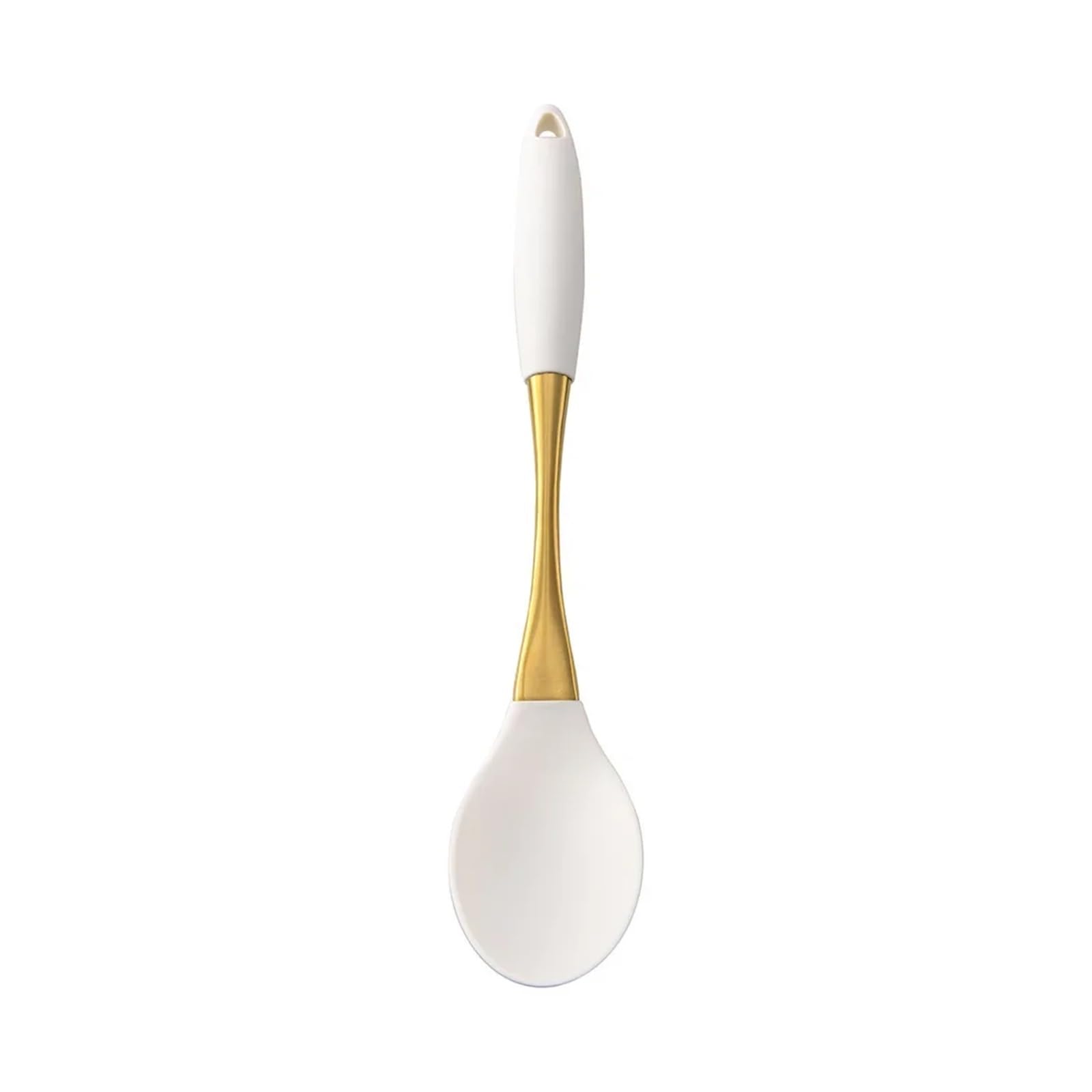 Générique Lot de 8 ustensiles Cuisine en Silicone Blanc doré, spatule, tourneur, passoire à pâtes résistante la Chaleur, Pelle, Accessoires