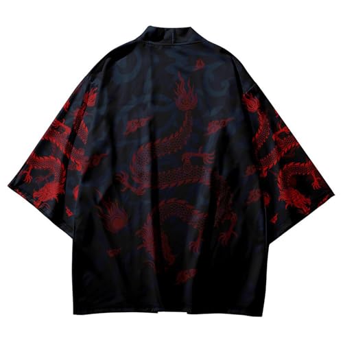 Image of Women's and Men Kimono Cardigan Japanese Long Sleeves Lightweight Open Front Coat Tops