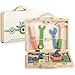 YQZ Boîte à Outils en Bois Portable, Ensembles d'outils de Construction, Jouets de Jeu de Simulation, Jouet de Jeu de rôle d'ingénieur Menuisier, Cadeaux éducatifs pour Enfants