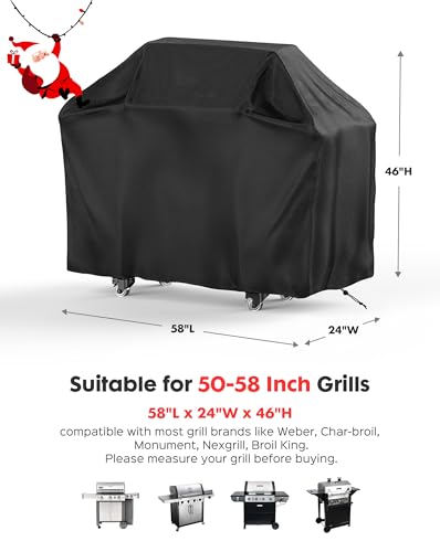 BBQ Grill Cover 58inch, EpicMelody Weather-Resistant Grill Cover for Outdoor Grill, Waterproof Barbecue Cover with Adjustable Drawstring, Rip-Proof Gas Grill Cover for Weber Nexgrill Grills and More - Thumbnail 2