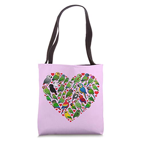Cute Cartoon Parrot Heart Bird Lover Gift | SO MANY PARROTS! Tote Bag
