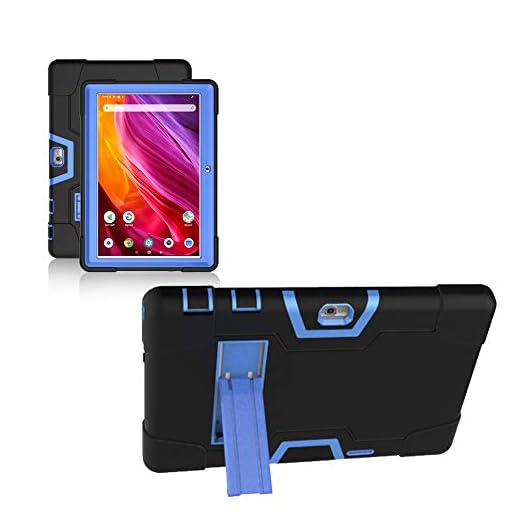 Cherrry for Dragon Touch K10 Case,Hybrid Heavy Duty Shockproof Defender Rugged Protective Case Cover with Stand for Dragon Touch K10/GTYD 10 inch/Foren-Tek 10 inch/TAGITAL 10 inch Tablet(Black/Blue)