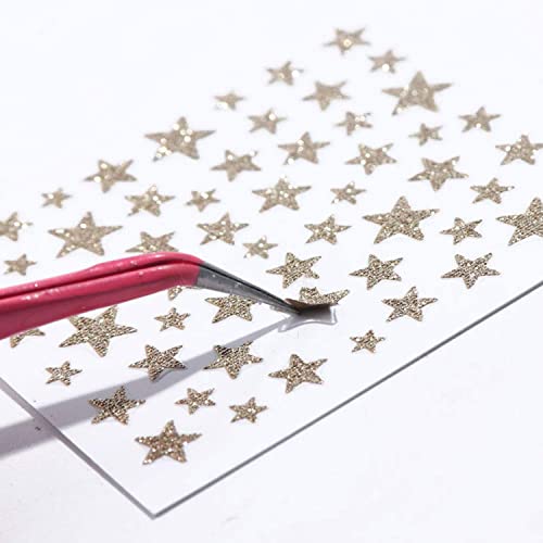 Star Nail Art Stickers Decals Nail Art Supplies 3D Self-Adhesive Nail Slider Stars Stickers Glitter Shiny Decoration Decal Diy Transfer Adhesive Colorful Nail Art Tips Manicure 10 Sheets (Star) #TOP3