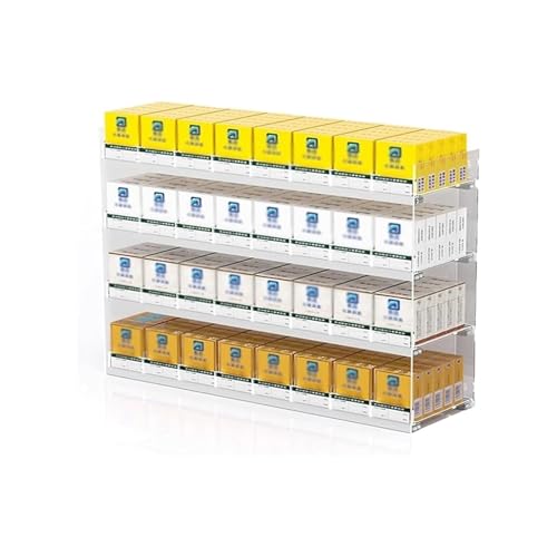 Présentoir à cigarettes pour magasins avec poussoir automatique et étagères