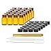 Culinaire 24 Pack Of 2 ml Amber Glass Bottles with Orifice Reducers and Black Caps & (2x) 3 ml Droppers with Gold Glass Pen included