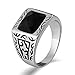 AmDxD Alliance Homme, Alliance Homme Argent Totem Rectangulaire Bague Zirconium Noir Bague Homme Acier Inoxydable Taille 12
