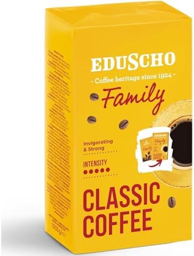 EDUSCHO Family Classic Café en Grano, 1 Kg, Intensidad 5/5, Café Clásico Fuerte