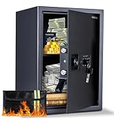 Safe Box, 2.0 Cubic Feet Home Safe, Electronic Digital Keypad, Alarm System, W/Fireproof Bag, Rem...