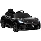 Qaba 12V Kids Electric Car, Maserati Gran Turismo Licensed Ride on Car for Kids with Remote Control, Toddler Electric Vehicle with Auxiliary Wheel, Soft Start, LED Lights, Music, Horn, 3 Speeds, Black