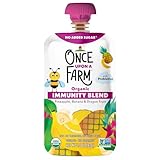 Once Upon a Farm Organic Pineapple Banana Dragon Fruit Immunity Blend Kids Snack, 3.2oz Pouch