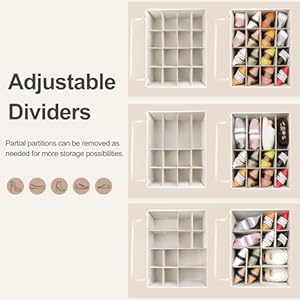 Shoe Organizer for Closet Foldable Shoe Box with Adjustable Dividers and Clear Cover Space Saving Shoe Storage Organizer Cabinet with Reinforced Handles Fits 16 Pairs Beige TP09Y