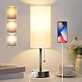 Dott Arts 15" Table Lamp for Bedroom, 3-Color Bedside Lamps with Pull Chain, Bedroom Table Lamps for Nightstand,AC Outlet Small Lamp for Living Room, Bulb Included