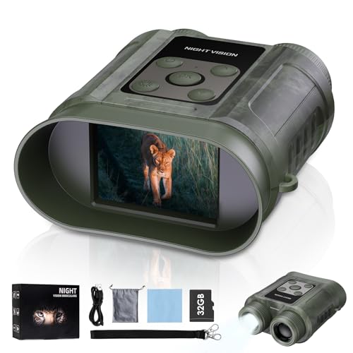 Night Vision Goggles,Compact Night Vision Binoculars,32GB Card Included, Photo/Video Capture,Outdoor Tools for Education, Wildlife Watching,Gifts for Boy, Gifts for Men, Gifts for Father(Green)