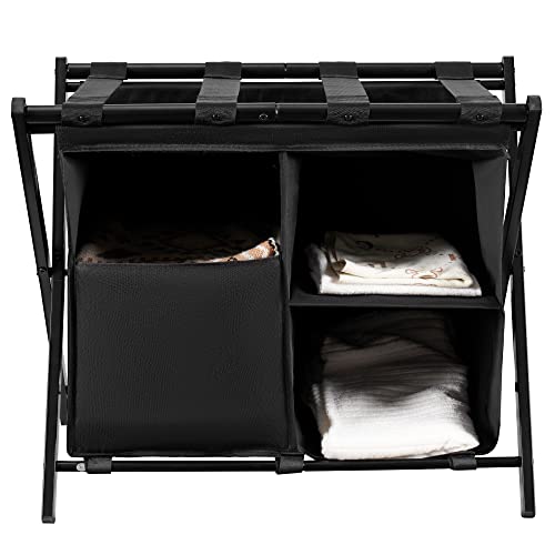 Heybly-Luggage-Rack-with-Laundry-BagSteel-Folding-Suitcase-Stand-for-Bedroom-Hotel-Guest-Room-Bedroom-Hote-2362-L-x-1557-W-x-2421-H-Inches-BlackHLR006B1
