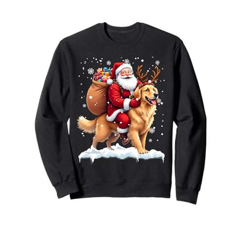 Merry Christmas 2025 Père Noël chevauchant Le Golden Retriever Sweatshirt