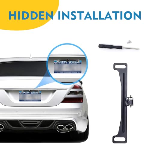 Image of ijuicy 1 PC Car Rear View Camera License Plate Bracket, Metal Backup Camera Bracket with Mounting Parts, Rear View Camera Anti-Vibration Anti-Shake Bracket, Universal for Cars Trucks (Black)
