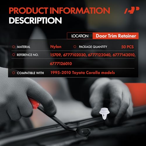 Clips de retención de puerta para Corolla 1995-2010, A-Premium pack de 50 piezas de 9,5 mm 2