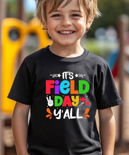 Image of Kids Toddler Boys Girls Field Day T-Shirt Kindergarten Student Funny Short Sleeve Cotton Tee Tops(Black,3T)