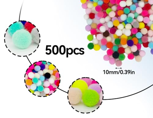 Lhbwhiz 500 Stück Bunte Pompons,Mini Pompons Bunt,Bälle zum Basteln,Hoch elastische Plüsch Bälle,zum DIY kreatives Basteln,Dekorieren,Kleidung(runden)