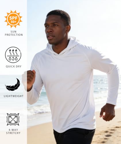 Image of Hoodies for Men UPF 50+ Sun Protection Fishing Shirts Long Sleeve Lightweight Rash Guard Shirt UV SPF Sweatshirt