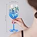 NymphFable Beach Wine Glasses 15oz Hand Painted Colorful Wine Glasses, Blue Sea Beach Themed Gift for Women Men