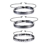 Lot de 3pcs Bracelets : le design unique convient aussi bien à un usage quotidien qu’à des occasions spéciales. 3 bracelets dans un ensemble qui peuvent être portés ensemble ou individuellement, combinez le bracelet homme en hématite noire avec d’autres bracelets pour créer des looks uniques