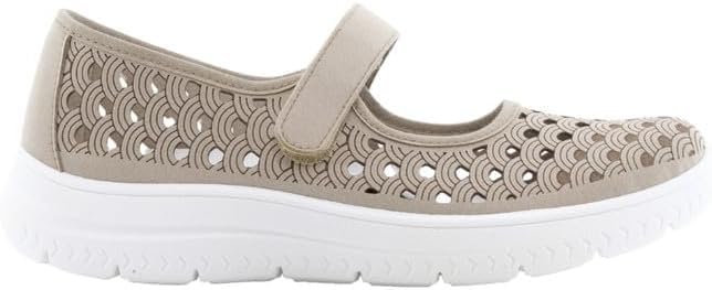 Calzado Flossy Calado para Mujer con Plantilla Memory Foam Extraible,Suela Blanca, Cierre Ajustable.Fabricado en España.