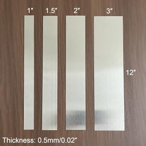 Image of 4Pcs Metal Strips Shim Stock Metal Sheet Shims Gap Filler Trim Strip 0.02 inchx12 inch in 4 Different Width(304 Stainless Steel)