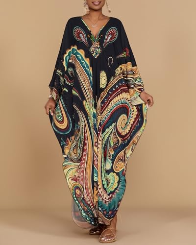 Image of Bsubseach Moo Moos for Women Batwing Sleeve Kaftan Dresses with Pockets