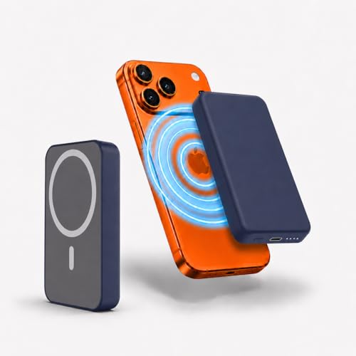 Image of Nextech Mag-Safe Magnetic Wireless Power Bank 10000mAh | 22.5W Fast Charging PD Type C | 15W Powerbank for iPhone & Android | Compact Slim Portable Charger with LED Indicator - Greyblue