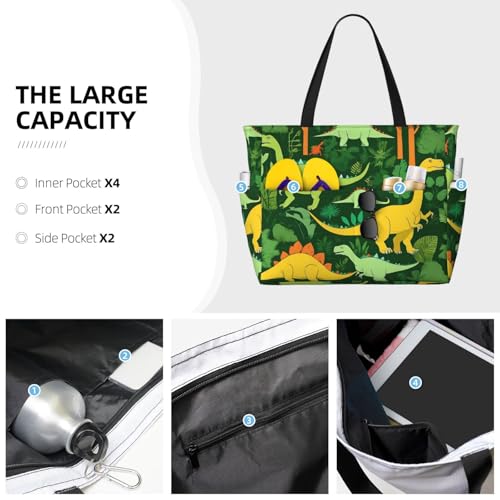 (Palm Leaf) Large Beach Tote Bag For Women With Zipper Foldable Lightweight Travel Pool Bag For Vacation Shopping3