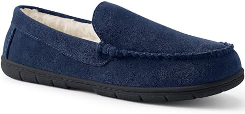 Lands' End Men's Suede Leather Moccasin Slippers Indoor and Outdoor Shoes | Image 1