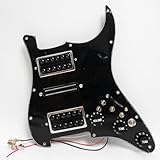 HSH Prewired Strat Pickguard Set Coil Split Humbucker Pickups Loaded Strat Pick guard Guitar Mute Switch Output Mute Switch for Fender American/Mexican Stratocaster Style Guitar (black)