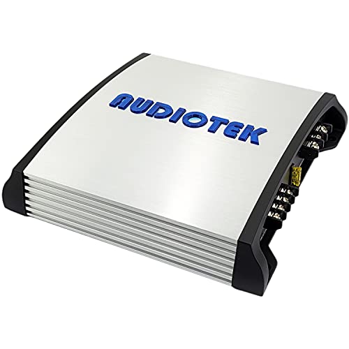 Audiotek At1800S 2 Channel Stereo Car Amplifier - 1800 Watts, 2 Ohm Stable, Led Indicator, Full Range, Bass Knob Included, Great For Speakers And Subwoofers With 4 Ga Amp Kit Blue Bundle #TOP2