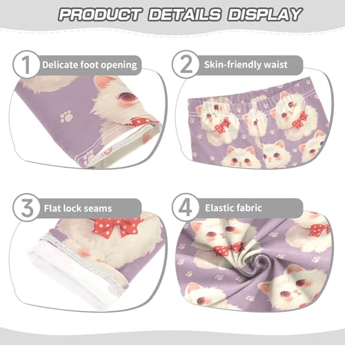 Cute Bow Cat Girls Leggings Soft Stretch Workout Yoga Dance Pants for Kids Casual Tights3