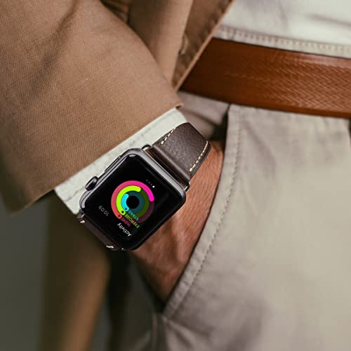 Image of HUAFIY Compatible for Apple Watch Bands 42mm 44mm45mm46mm 49mm 38mm 40mm41mm, Genuine Leather Band Strap for iWatch Series 11 /10 /9 /8,7,6,5,4,3,2,1, Ultra3 2 1
