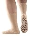 Silverts Men’s and Women’s Diabetic Gripper Non Skid Hospital Slipper Socks for Seniors - Adaptive Clothing Gift for Elderly - Soft Warm Fuzzy Grip Slip Resistant - Beige XL