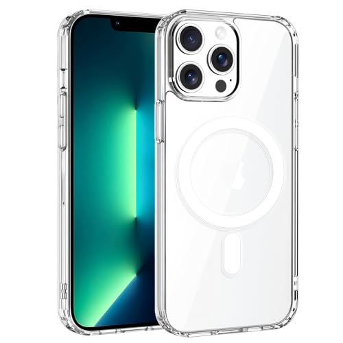 Exsight Magnetic Case for iPhone 13 Pro 6.1 Clear Phone Cases Compatible with MagSafe Military Grade Airbag Drop Protection Anti-Yellowing Anti-Scratch Shockproof Cell Phone Cover Transparent