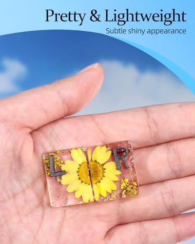 Image of Plifal Xray Markers with Lead Initials Flower - X-ray Markers Yellow Dried Floral Glitter in Resin Radiology Include Reusable Adhesive Tapes to Nurse Radiologist Badge Reel Buddy, Easy to Identify