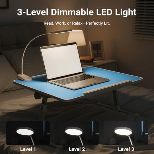 Image of iXTRA Adjustable Laptop Lap Desk with Cooling Fan USB Light for Adults