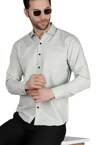 Image of Mens Slim fit Solid Casual Cotton Shirt with Spread Collar and Full Sleeves || Suitable for Office wear