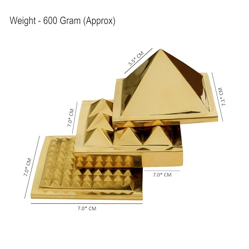 Image of Vastu Brass 3 Layer Pyramid | Pure Brass Vastu Remedy | 3-Inch | Pyramid for Positive Energy, Health & Wealth | Vastu Dosh Remedies for Home & Office | Pack of 1