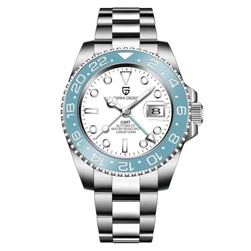 Pagani Design GMT Automatic Mechanical Men's Watch Rotating Ceramic Bezel Stainless Steel Watch with...