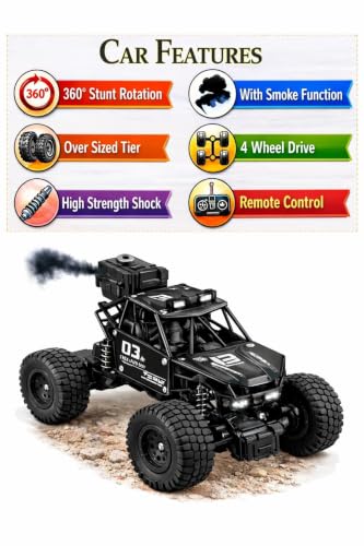 Image of Braintastic Rock Climbing RC Cart Off-Road Rock Crawler Truck Vehicle 2.4ghz 2wd 1: 20 Radio Remote Control Car Toys for Kids 5+ Years (Z Black)