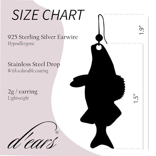 Walleye Earrings by d'ears Non-Tarnish Sterling Silver French Hook Ear Wire2